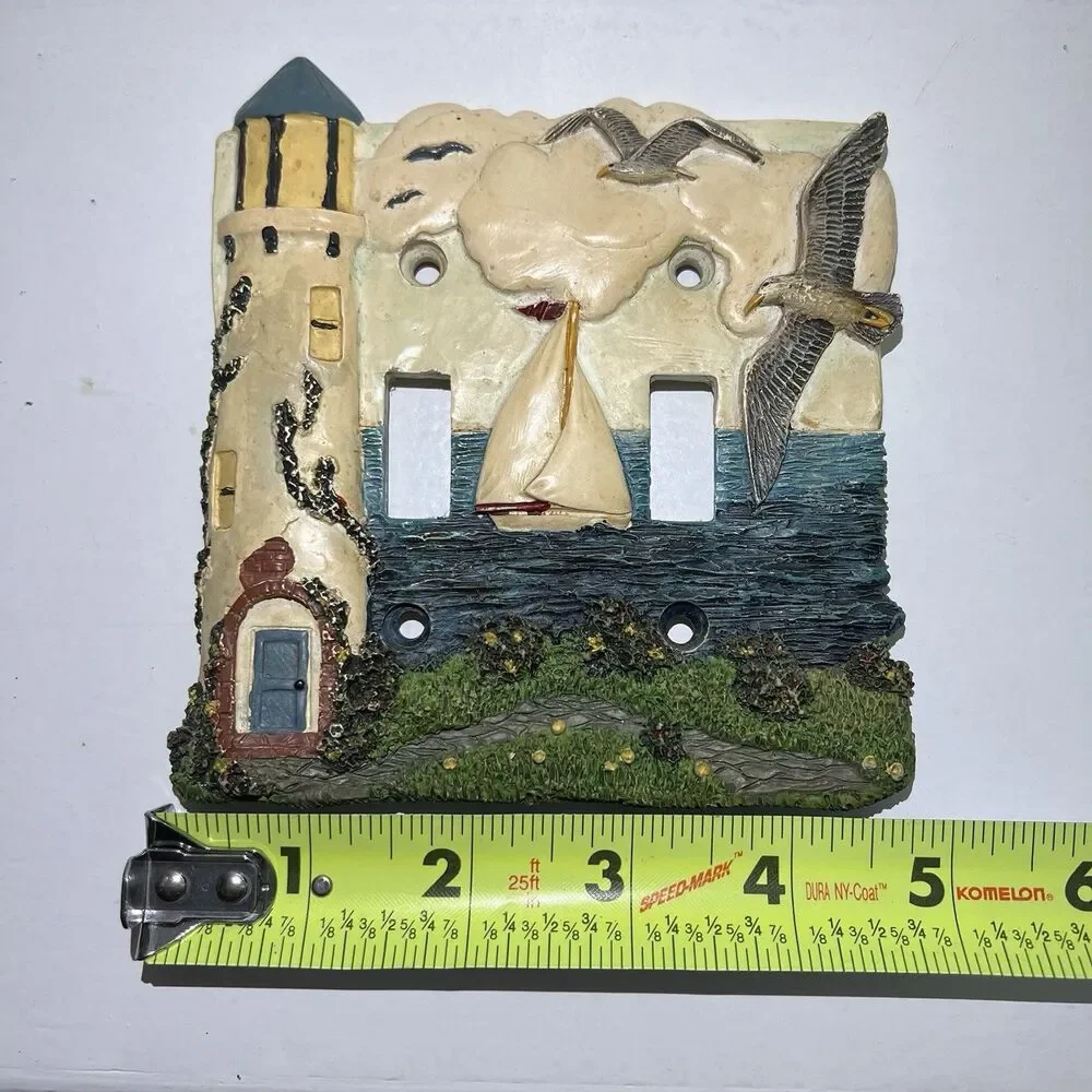 Lighthouse Ocean Seagulls & Sailboat 3D Double Light Switch Plate 5